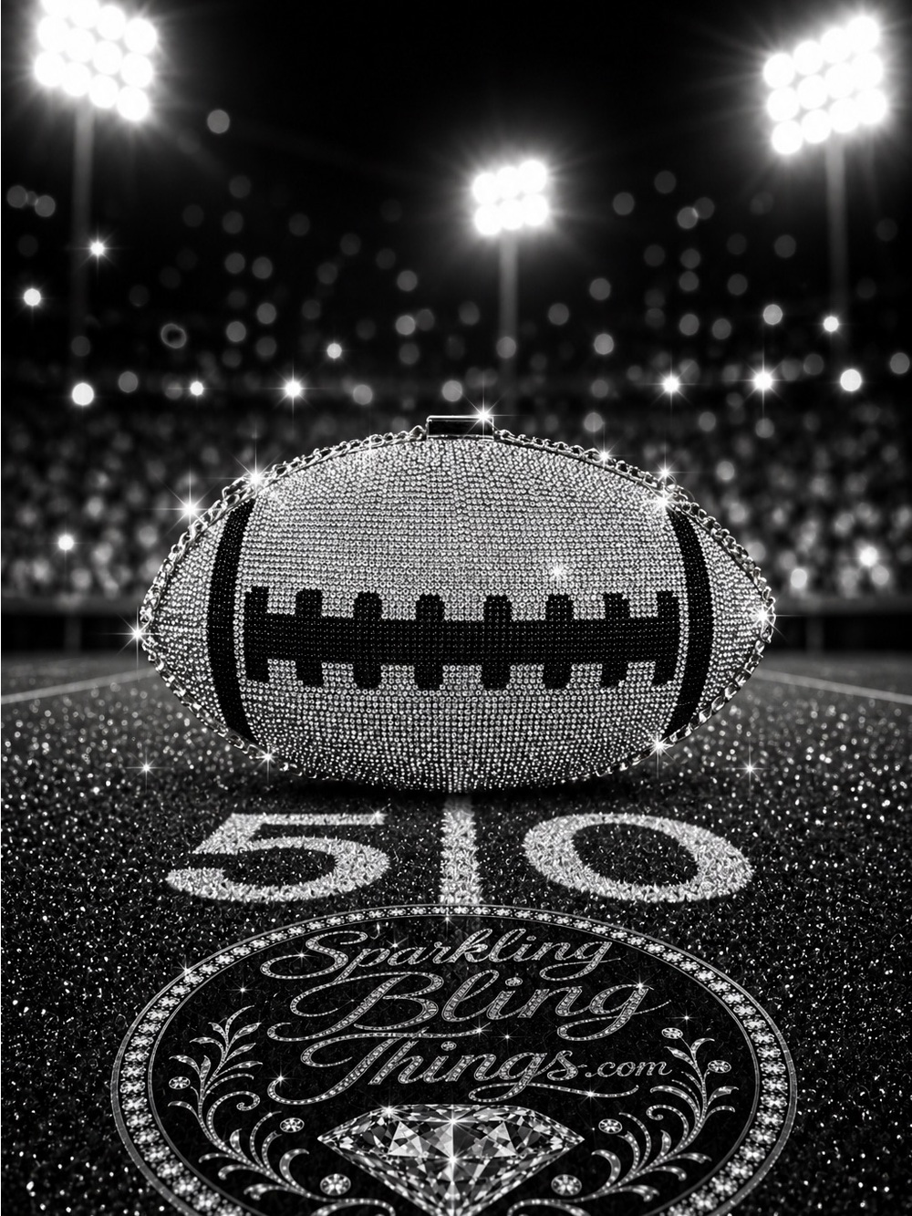 NWT Football Clutch Purse Sparkling Bling Swarovski Crystal Bag Super Bowl +Gift - Picture 6 of 16